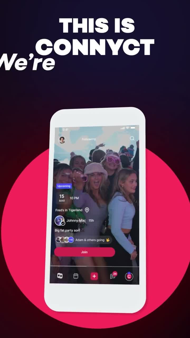 Connyct launch ad showing the app on a phone
